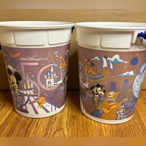 2 Walt Disney World 50th Anniversary Popcorn Collectible Bucket Set Mickey Mouse